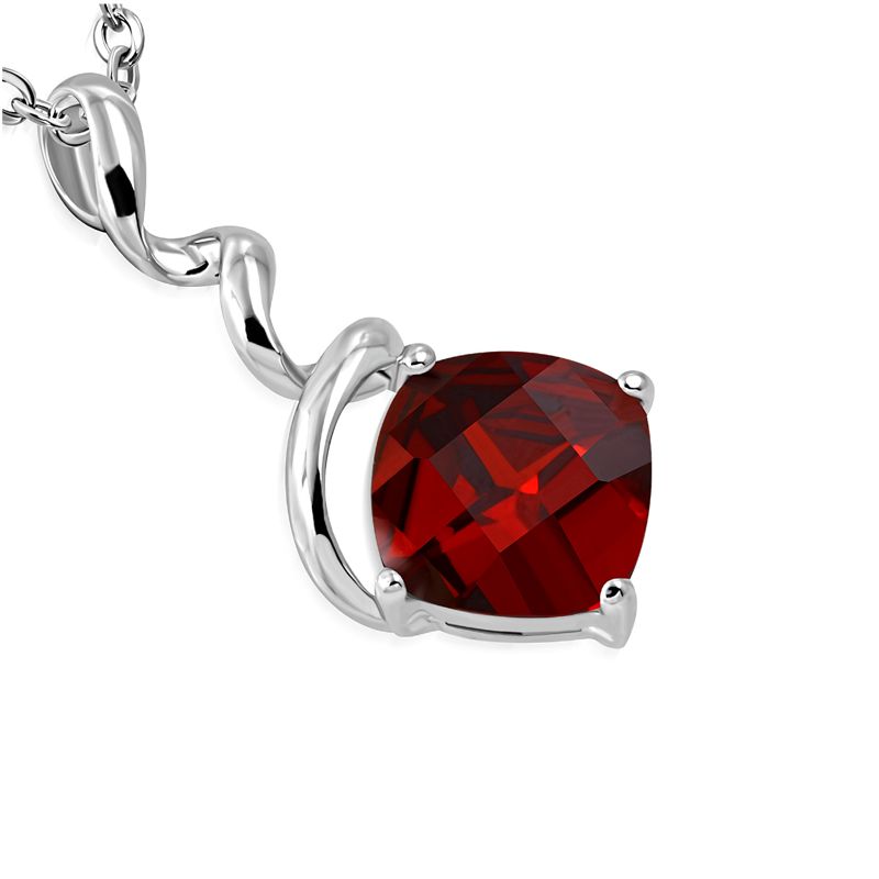 Red or Black Faceted Crystal Pendant - Stainless Steel - Click Image to Close